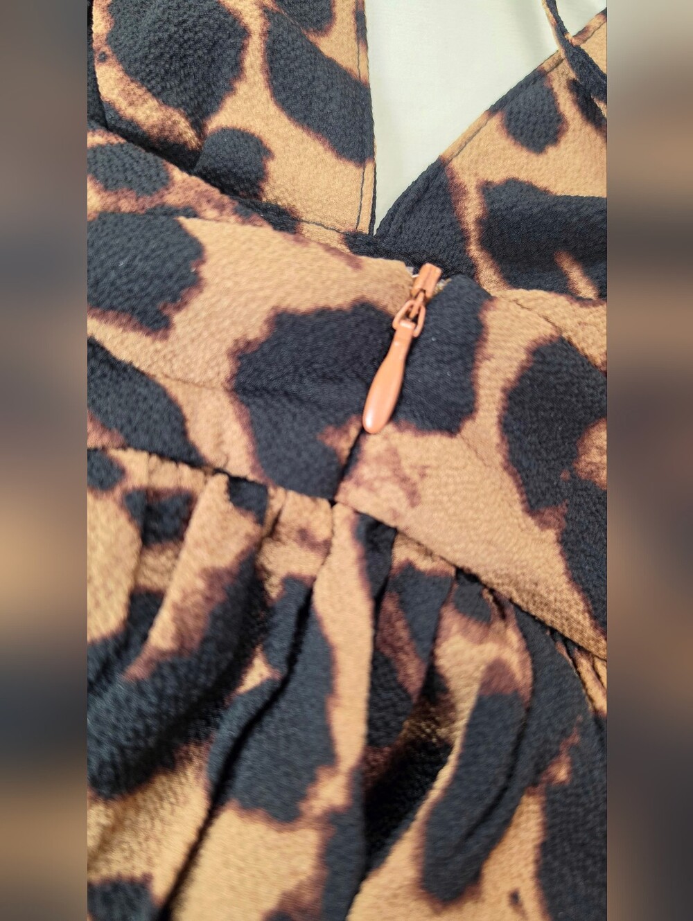 New Flowy Boho Leopard Print Maxi Dress Plunge V Neck Halter Long Black Brown - Picture 8 of 11
